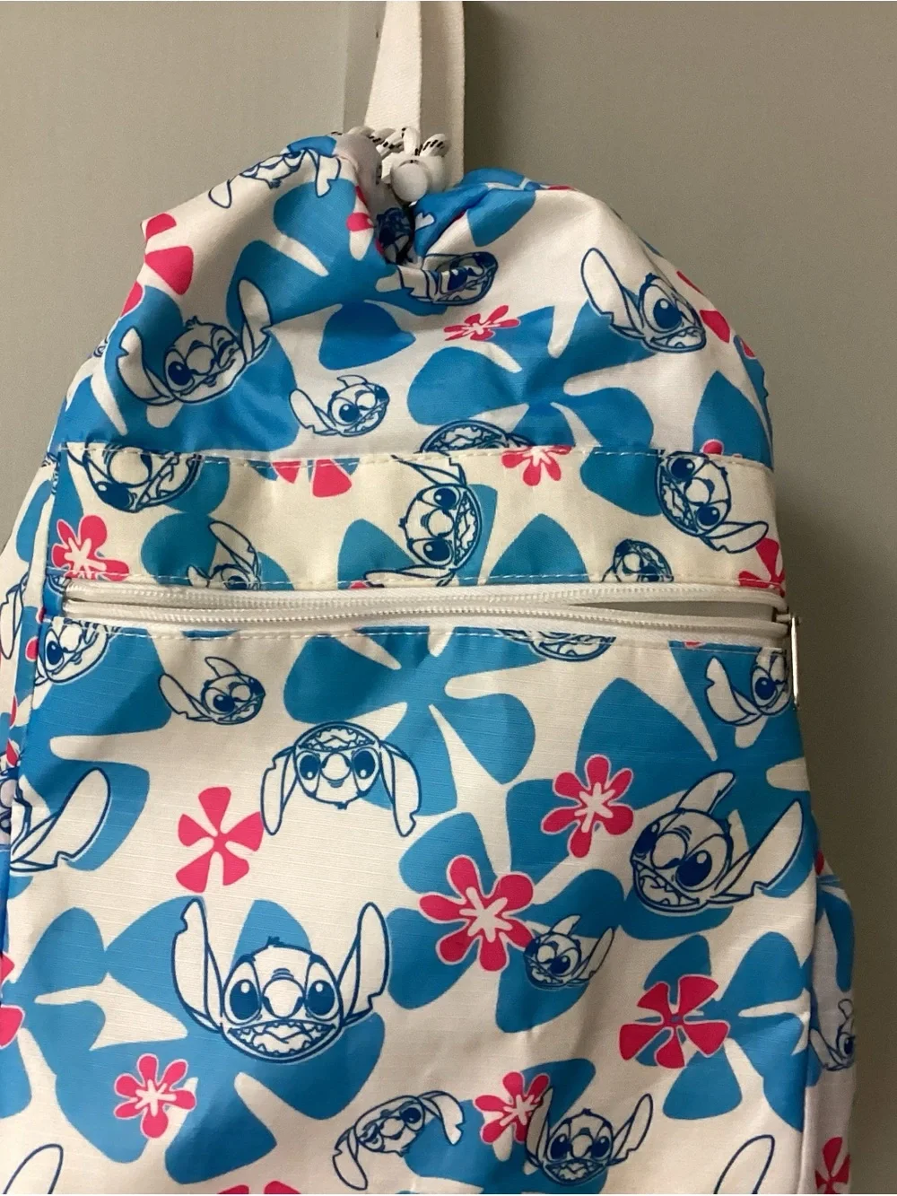 Blue & White Kids Backpack with Stitch Print Disney